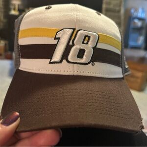 New with Tag Kyle Busch #18 Nascar M&Ms Adjustable Hat Mesh Back Distressed